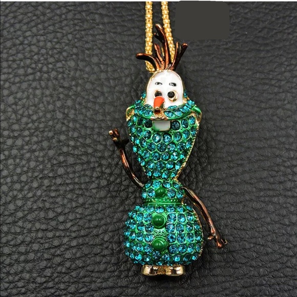 Disney Frozen Smiling Olaf Crystal Necklace - Picture 1 of 3